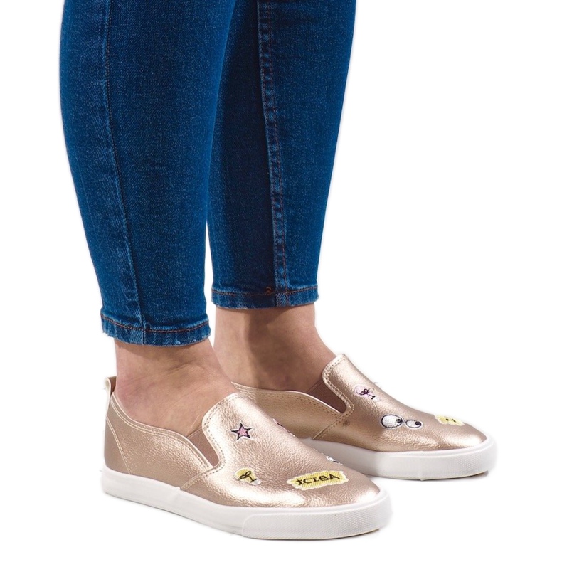 Zlaté tenisky s potisky G82-5 zlatý Zlaté tenisky s potisky G82-5 zlatý