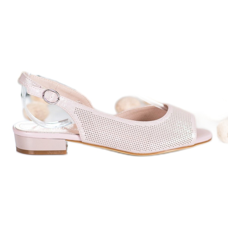 Sergio Leone Prolamované sandály na nízkých podpatcích růžový