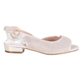 Sergio Leone Prolamované sandály na nízkých podpatcích béžový