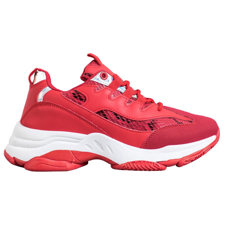 SHELOVET Snake Print Platform tenisky červené