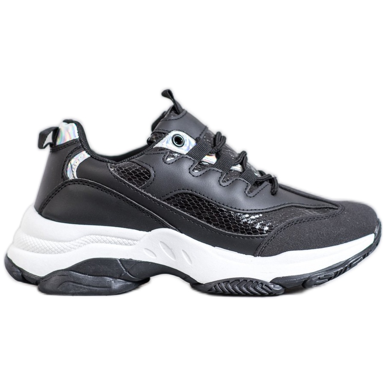 SHELOVET Snake Print Platform tenisky černá