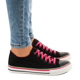 Černé klasické nízké tenisky W03 černá zelená