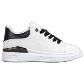 SHELOVET Tenisky na platformě s eko kůží bílý