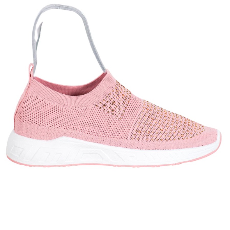 SHELOVET Nazouvací boty s krystaly růžový