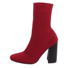 Kotníkové boty ponožkové dříky vínové X8037 Wine Red - II Gat červený