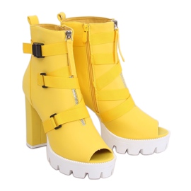Otevřené boty na žluté platformě NS123P Yellow žluť