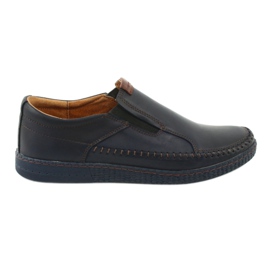 Riko Pánské kožené mokasíny 913 Navy Blue modrý