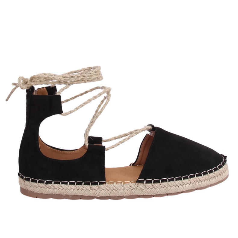 Černé espadrilky přivázané přes kotník JH97P Black černá Černé espadrilky přivázané přes kotník JH97P Black černá
