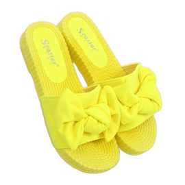 Žluté dámské pantofle s mašlí YQ225P Fluorescein žluť