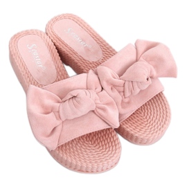 Dámské růžové pantofle s mašlí YQ225P Pink růžový Dámské růžové pantofle s mašlí YQ225P Pink růžový