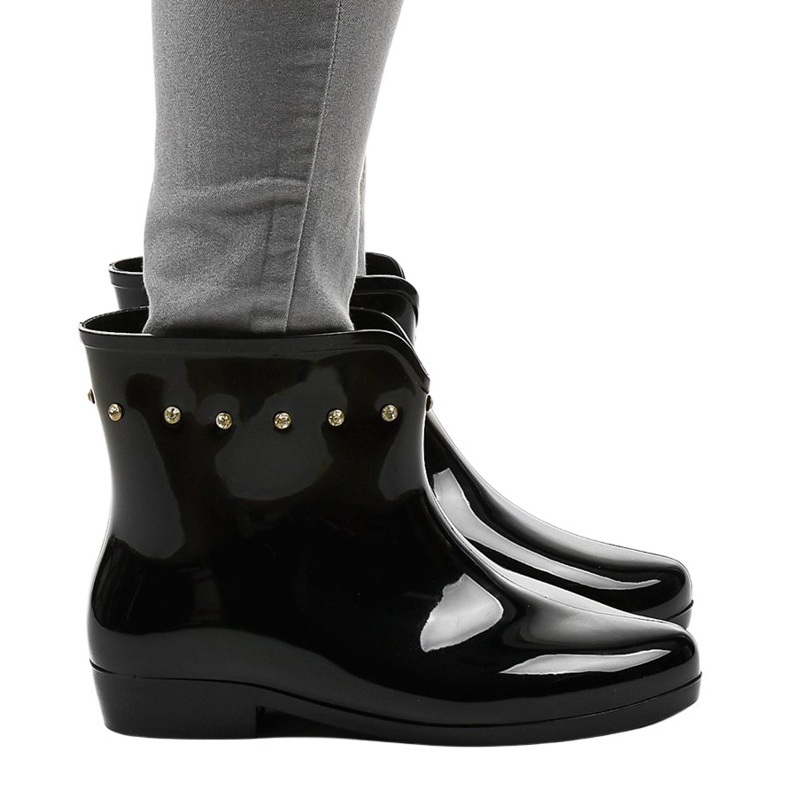 Černé krátké galoše se kubickými zirkony SD97E-1 černá