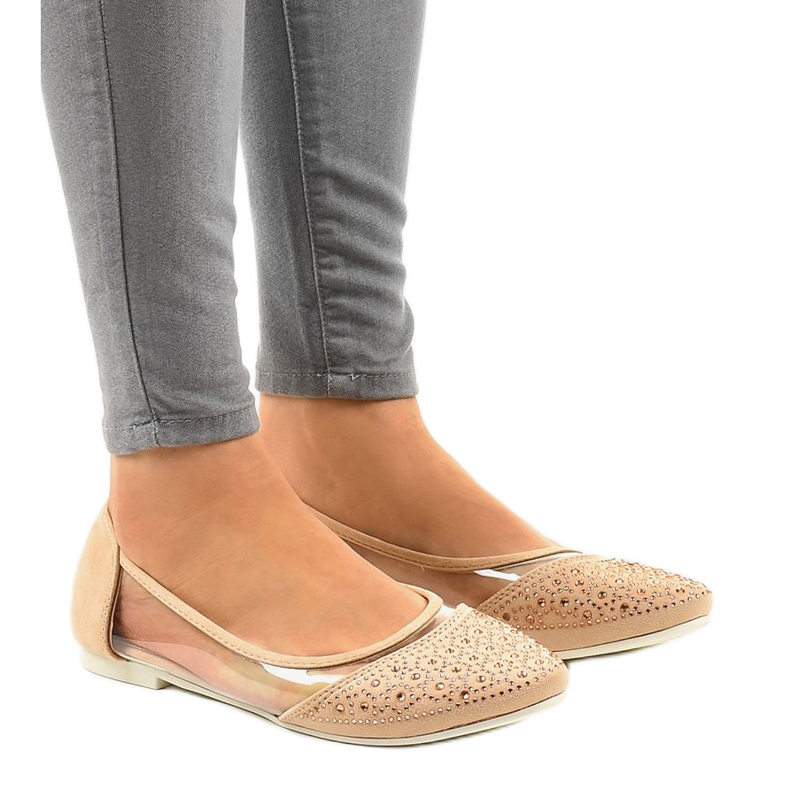 Béžové průhledné balerínky B06-11 béžový Béžové průhledné balerínky B06-11 béžový