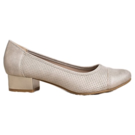 Goodin Prolamované pumpy na pilíři hnědý žluť