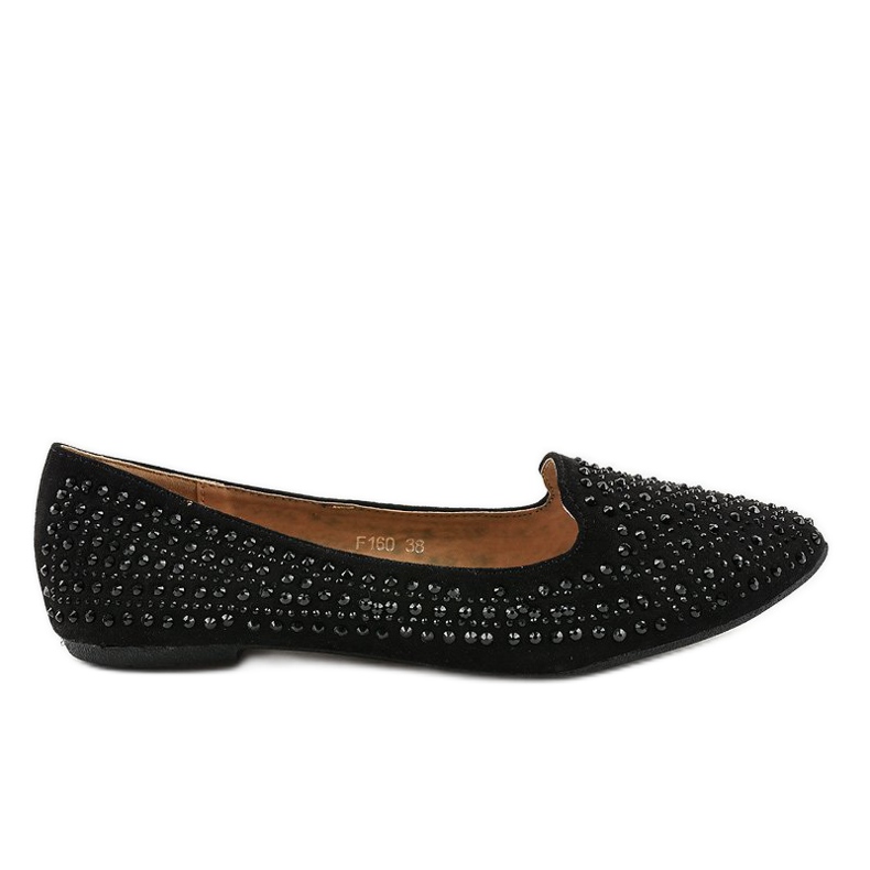 Černé balerínové mokasíny zdobené F160 černá