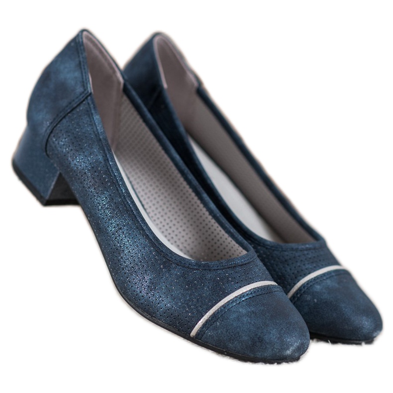 Goodin Prolamované pumpy na pilíři modrý