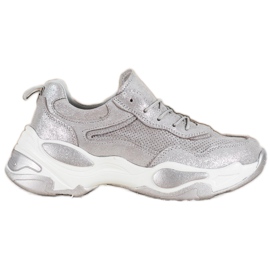 Goodin Kožené tenisky stříbro šedá