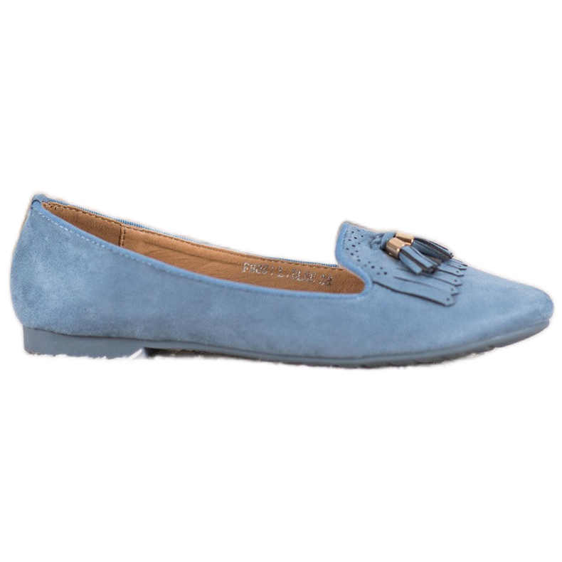 Fama Suede Lords s třásněmi modrý