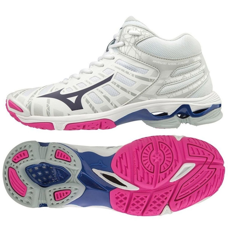 Volejbalové boty Mizuno Wave Voltage Mid W V1GC196516 vícebarevný bílý