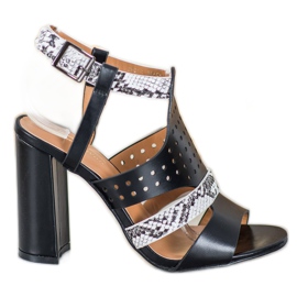 Small Swan Prolamované sandály Snake Print černý