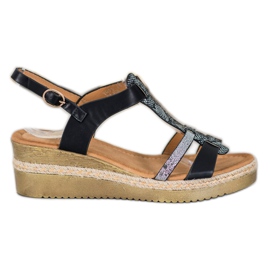 Small Swan Sandály na klínku černý