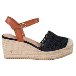 Small Swan Klínové espadrilky hnědý černý