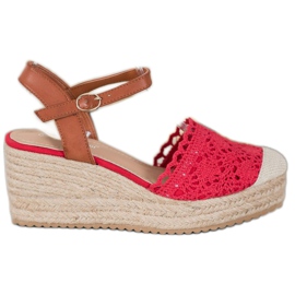 Small Swan Klínové espadrilky hnědý červený
