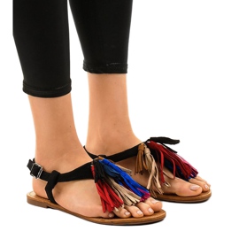 Černé sandály s třásněmi 8839-194 černý