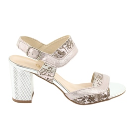 Sandály na postu Gamis 3942 béžový růžový stříbrný