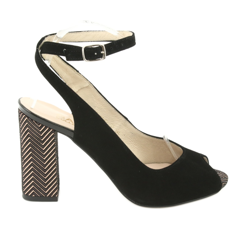 Gamis Dámské černé kožené sandály černé 3930 černá