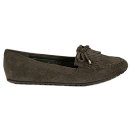 Ideal Shoes Semišové boty s třásněmi zelený