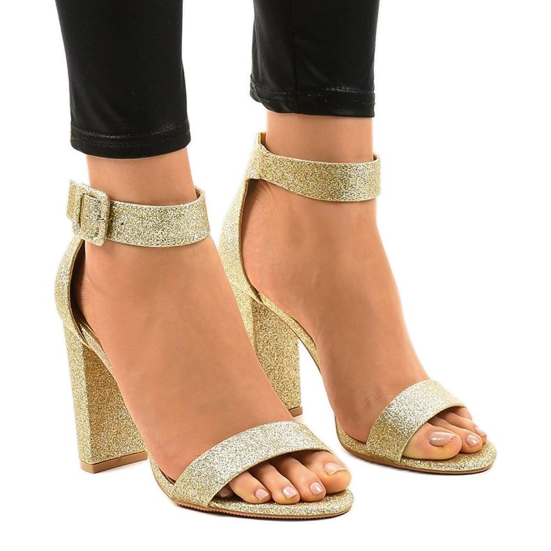 Zlaté otevřené třpytivé lodičky ZY-161 zlatý