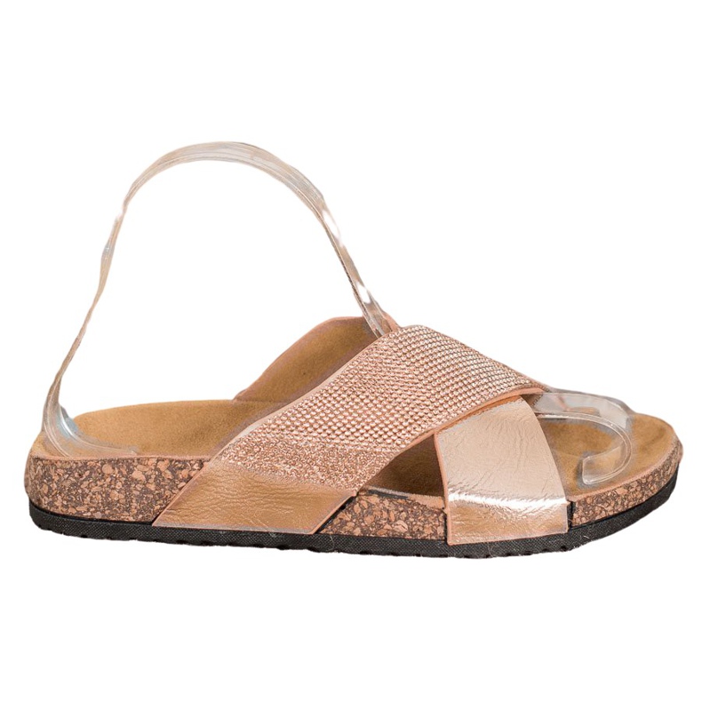 SHELOVET Klasické zlaté pantofle zlatý