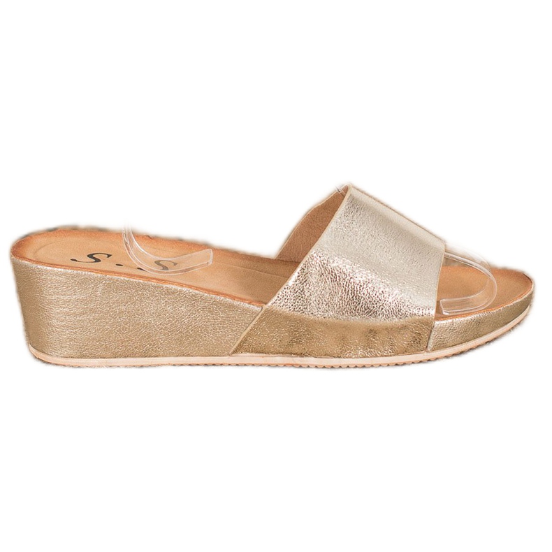 SHELOVET Stylové klínové pantofle žlutá