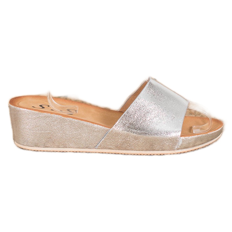 SHELOVET Stylové klínové pantofle šedá