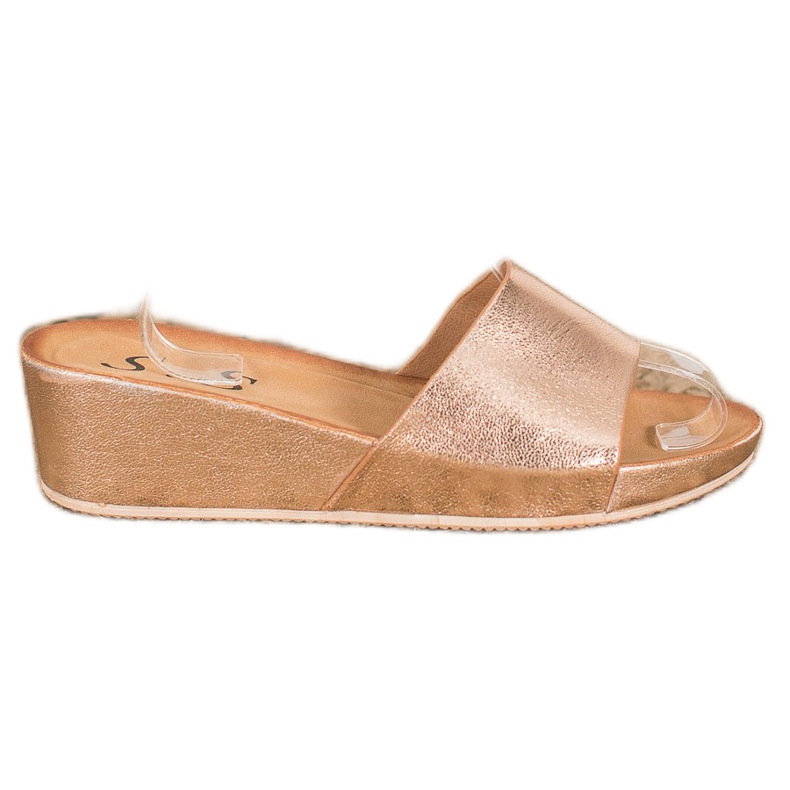 SHELOVET Stylové klínové pantofle žlutá