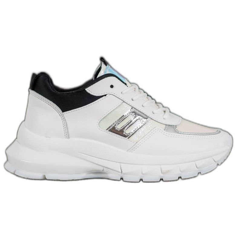 SHELOVET Módní ekologické kožené tenisky bílý černá vícebarevný