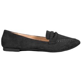 Best Shoes Semišové mokasíny ve špici černá