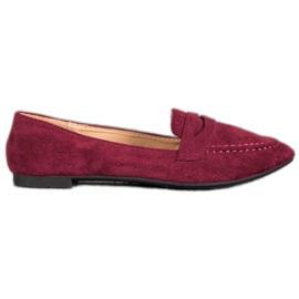 Best Shoes Semišové mokasíny ve špici červený