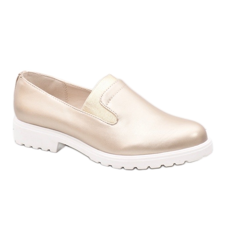 Zlaté nazouvací boty na platformě XC683-3 zlatý