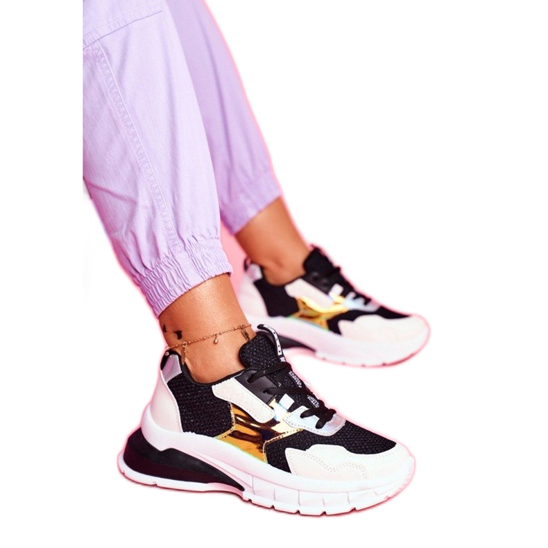 SEA Černá sportovní obuv LA82 bílý