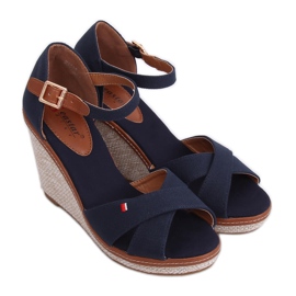 Sandály na klínku R133P Blue námořnická modř