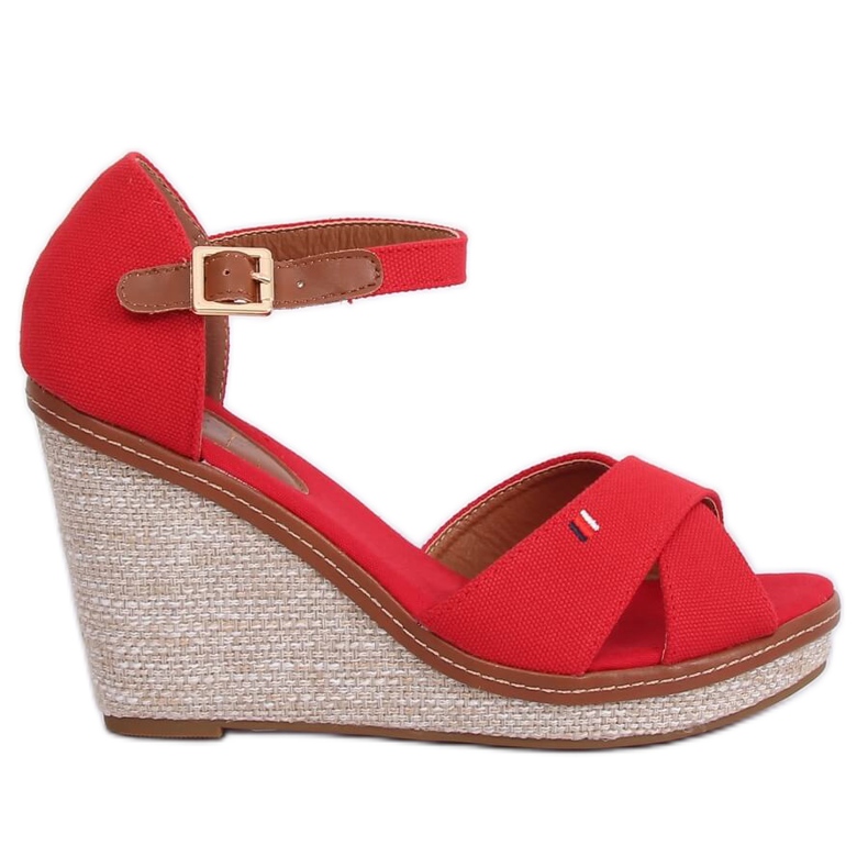 Červené klínové sandály R133P Red
