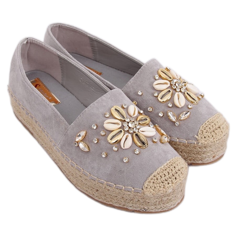 Šedé espadrilky pro ženy JH96P Grey šedá