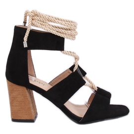 Černé sandály na vysokém podpatku LL-229P Black černý