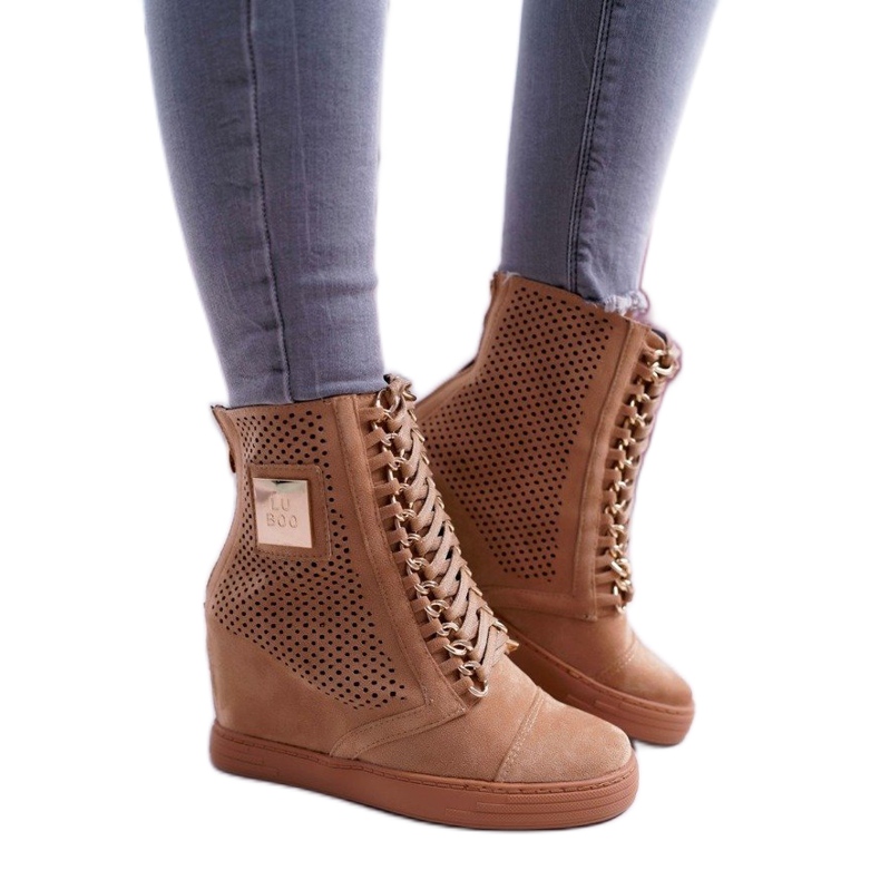 LU BOO Velbloudí obuv, prolamované dámské tenisky B-3EA hnědý