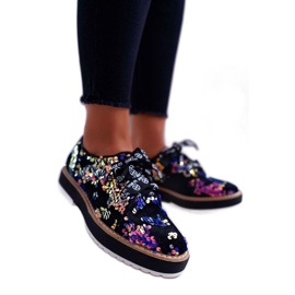 LU BOO Šněrovací boty Lxc pro ženy s flitry fialová vícebarevný