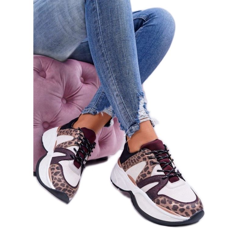 Bílé sportovní boty, tenisky leopard FY091-3 hnědý vícebarevný
