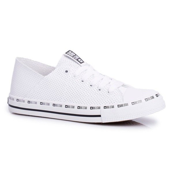 Bílé dámské boty, prolamované tenisky Big Star FF274024 bílý