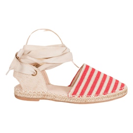 Small Swan Espadrilky s ozdobnou stuhou hnědý červený