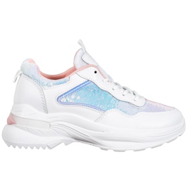 SHELOVET Módní tenisky s flitry bílý